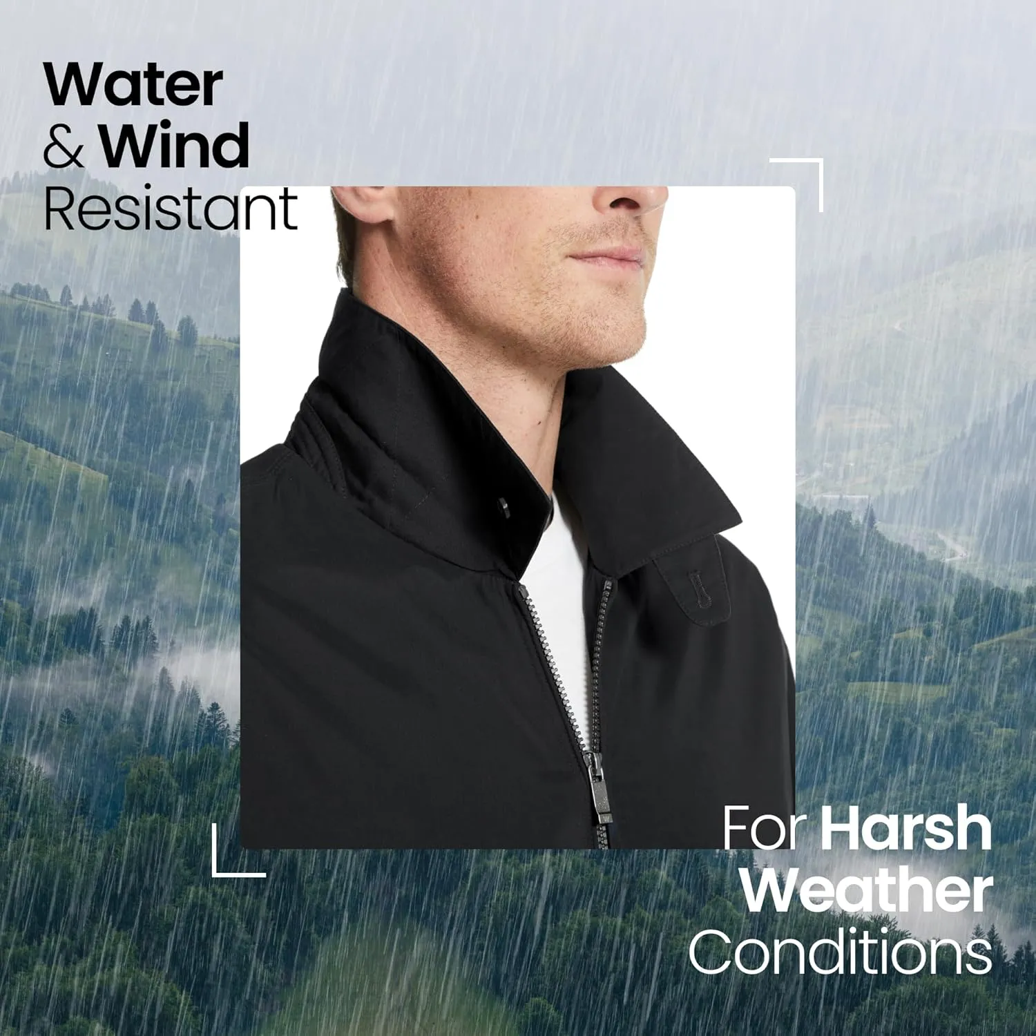 Weatherproof Men's Golf Jacket - Lightweight Windbreaker, Water-Resistant Microfiber Shell, Perfect for Golf & Casual Wear