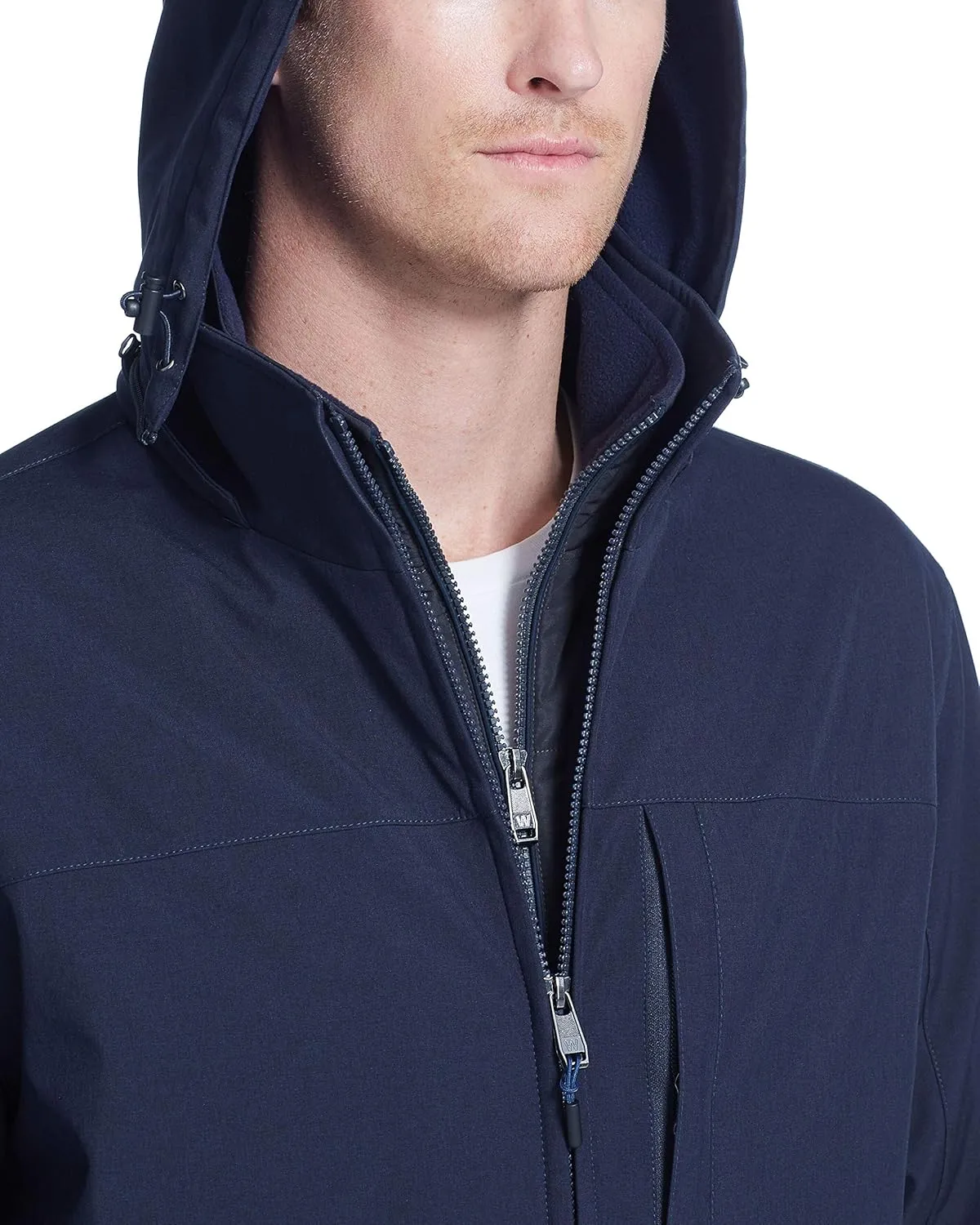 Weatherproof Ultra Tech Mens Jacket Winter Coat for Men Winter Coat Rain Jacket for Men with Fleece Bib and Removable Hood
