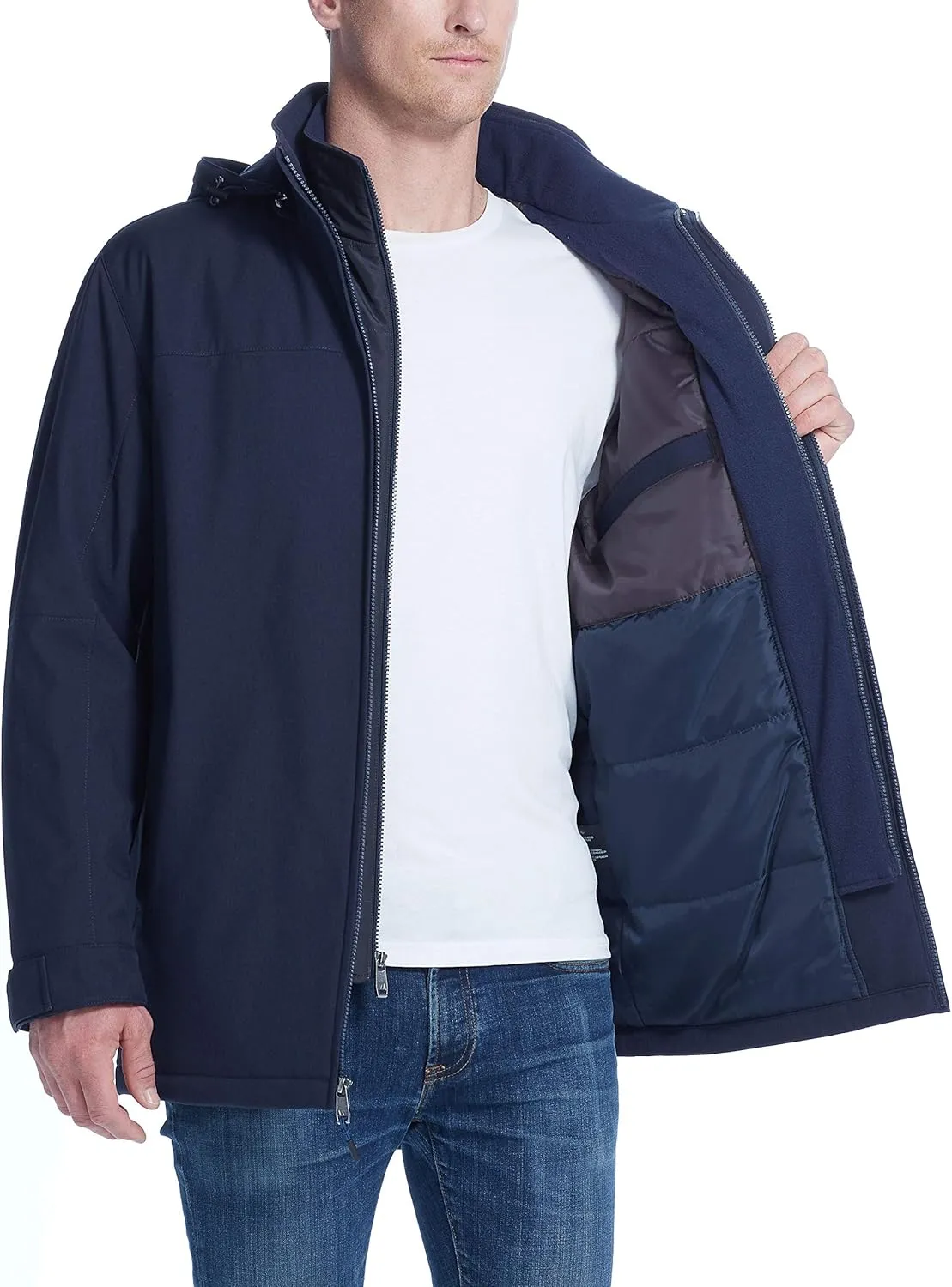 Weatherproof Ultra Tech Mens Jacket Winter Coat for Men Winter Coat Rain Jacket for Men with Fleece Bib and Removable Hood