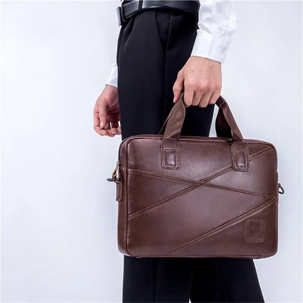 Weatherproof Vintage Men's Leather Messenger Bag Business Meetings with Tablet Sleeve For Travel Computer Office