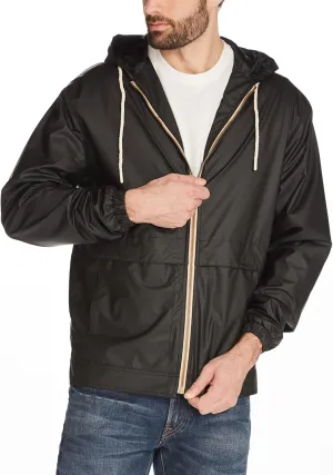Weatherproof Vintage Mens Lightweight Waterproof Coated Hooded Rain Jacket- Light Windbreaker Raincoat for Men- Rain Slicker