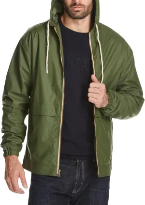Weatherproof Vintage Mens Lightweight Waterproof Coated Hooded Rain Jacket- Light Windbreaker Raincoat for Men- Rain Slicker