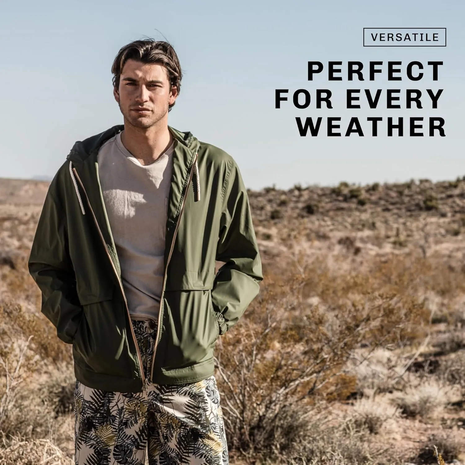 Weatherproof Vintage Mens Lightweight Waterproof Coated Hooded Rain Jacket- Light Windbreaker Raincoat for Men- Rain Slicker