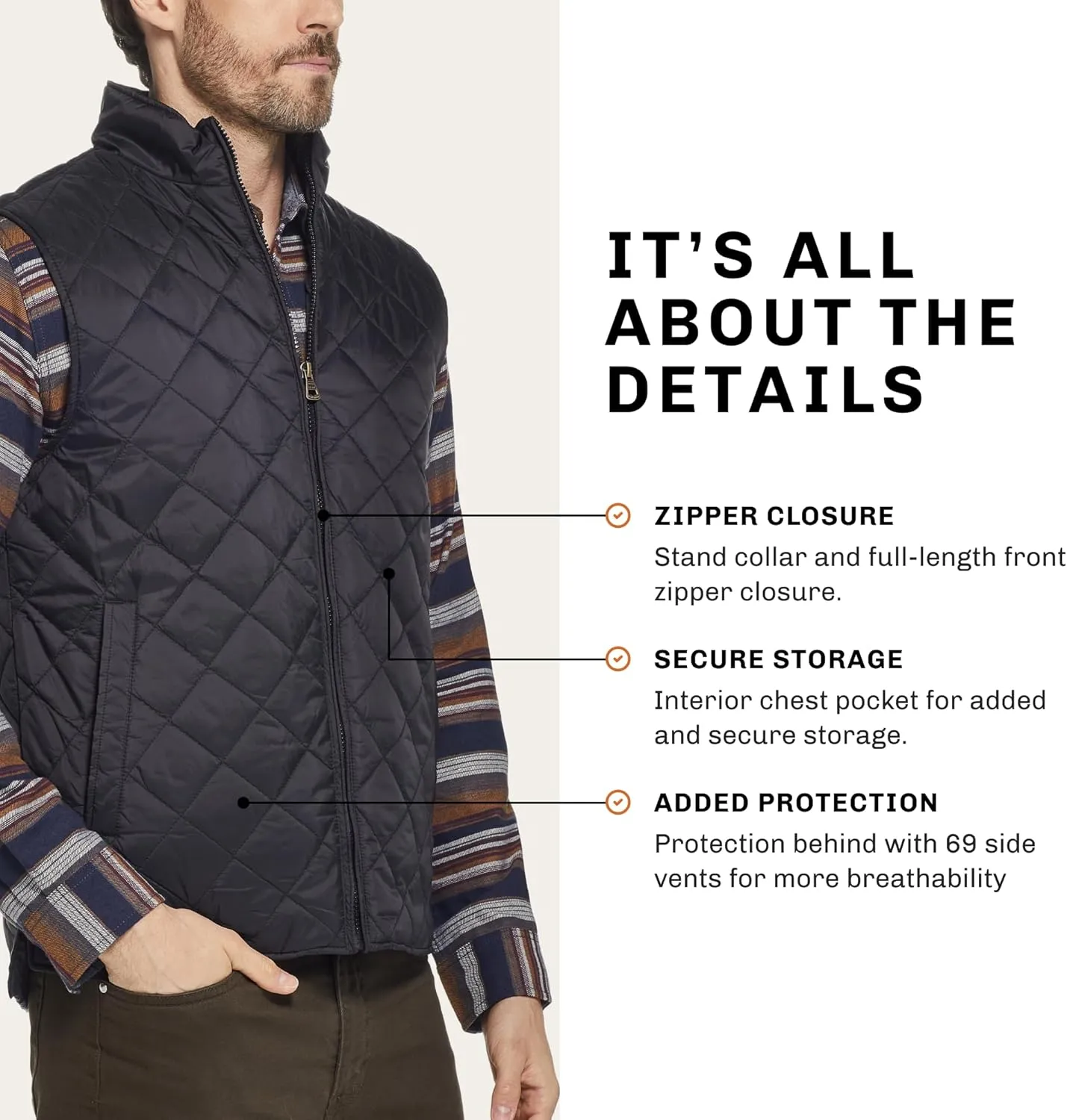 Weatherproof Vintage Mens Quilted Puffer Vest - Lightweight Padded Insulated Vest for Men