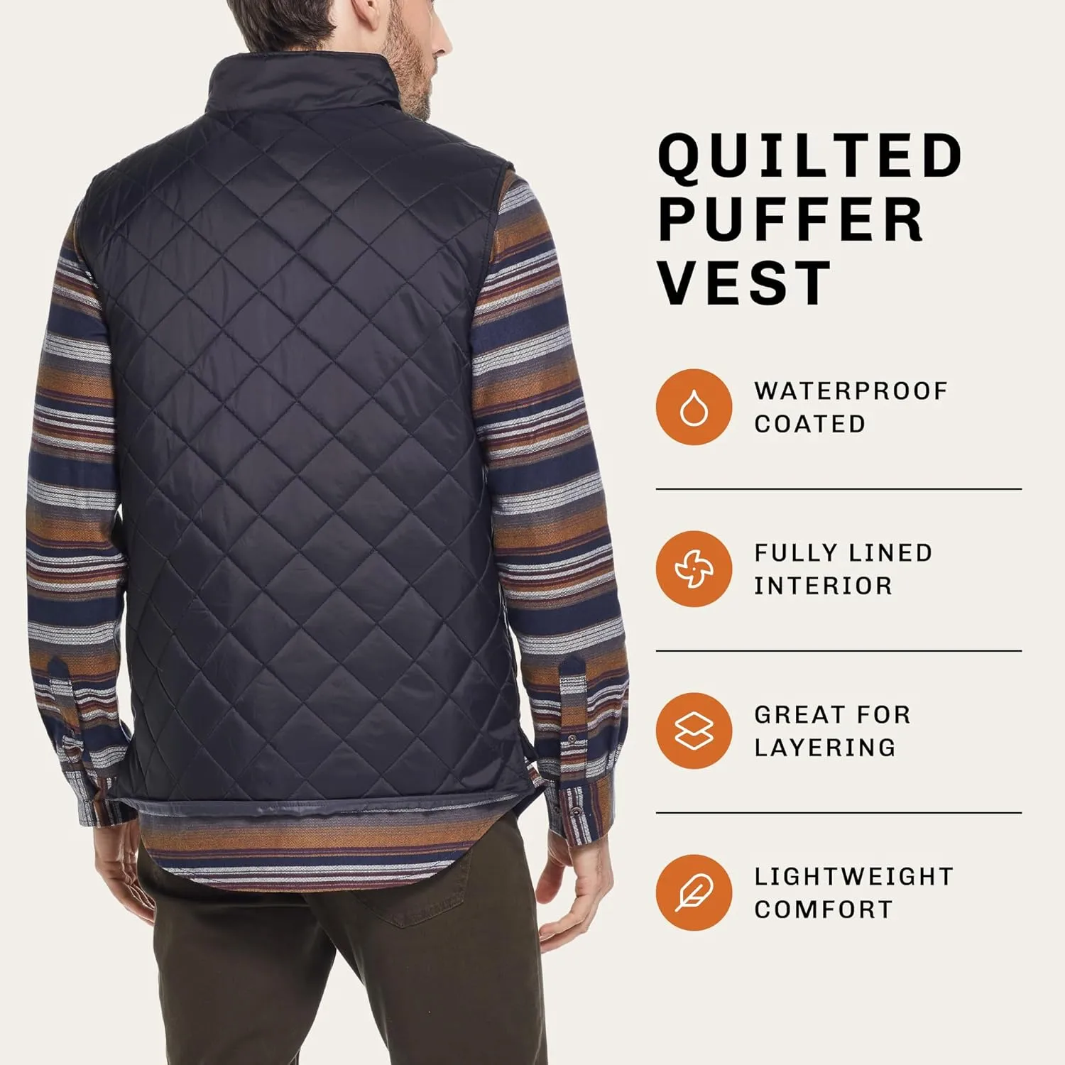 Weatherproof Vintage Mens Quilted Puffer Vest - Lightweight Padded Insulated Vest for Men