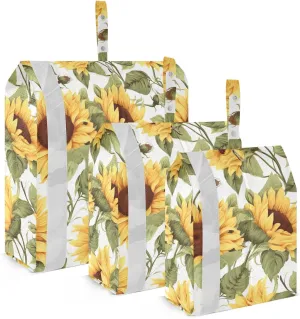 White Sunflowers Leaf Packing Cubes for Travel 3 Set Travel Bags Organizer Suitcase Organizer Bags for Packing