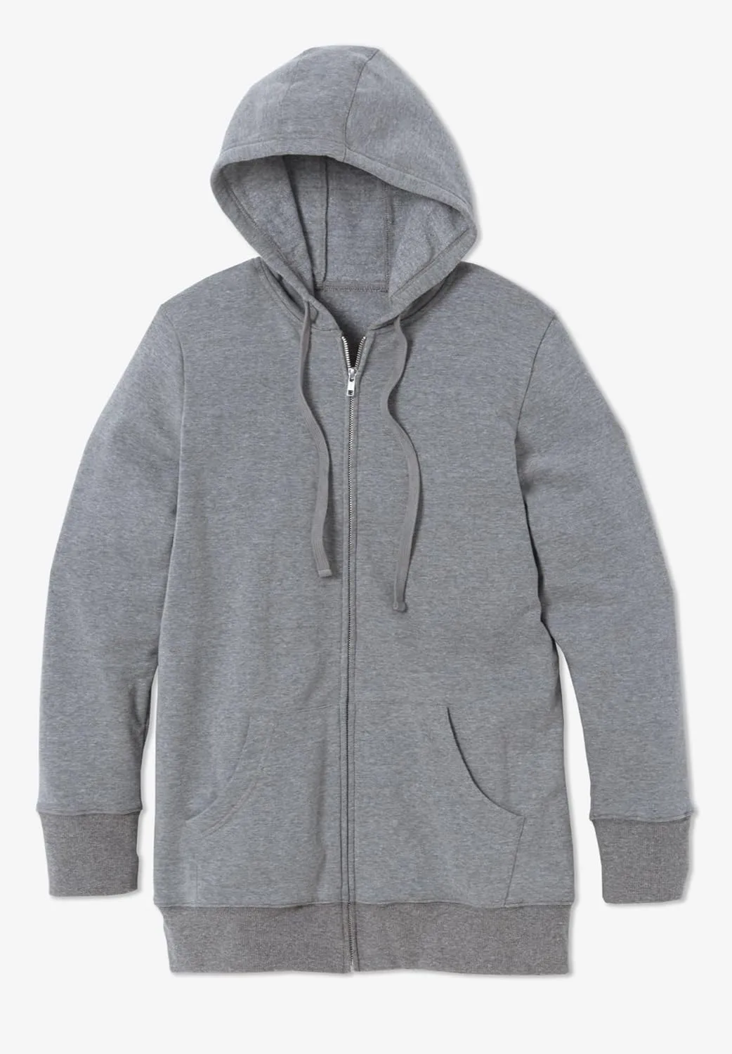 Woman Within Plus Size Better Fleece Zip-Front Hoodie Long Oversized Sweatshirt
