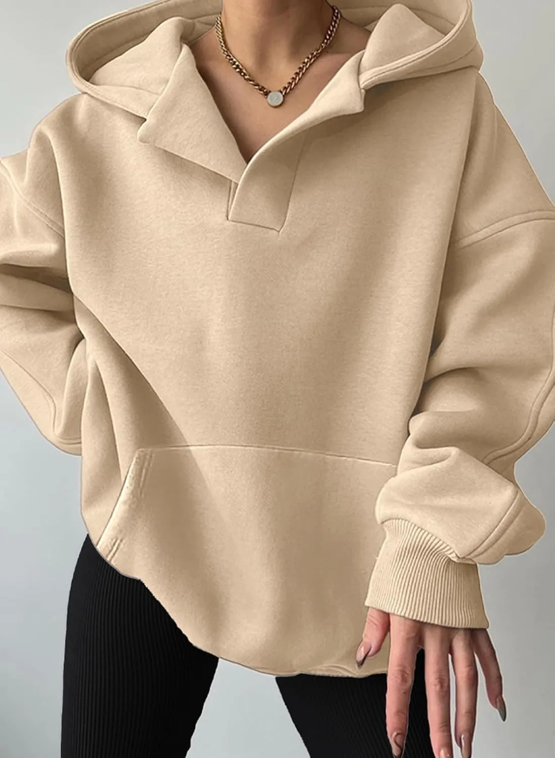 Women Casual Oversized Long Sleeve Fleece Sweatshirt Hoodies with Pockets, S-XXL