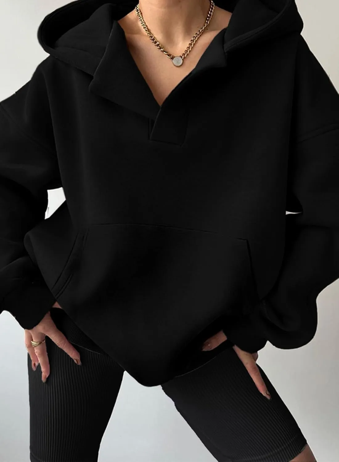 Women Casual Oversized Long Sleeve Fleece Sweatshirt Hoodies with Pockets, S-XXL