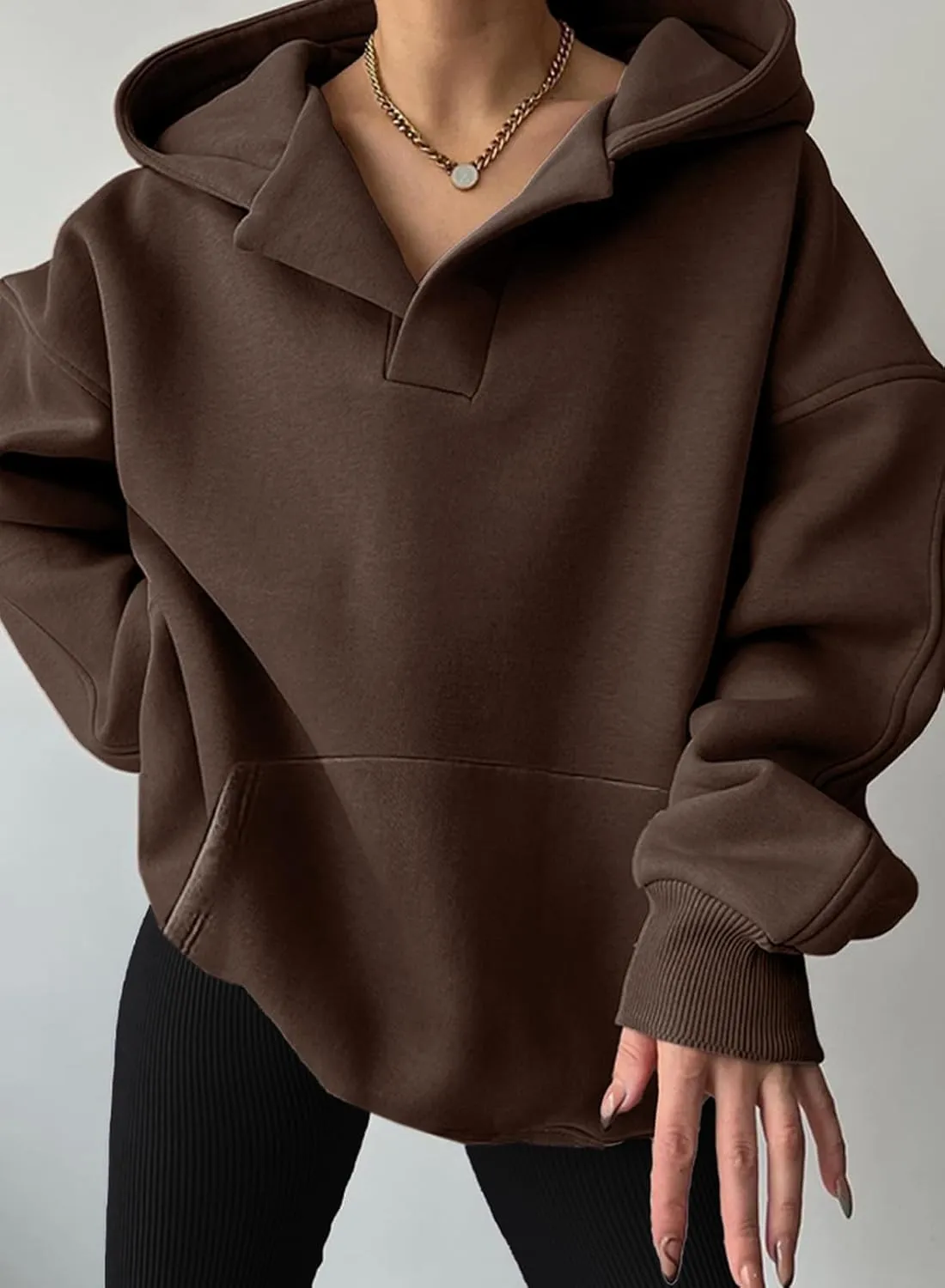 Women Casual Oversized Long Sleeve Fleece Sweatshirt Hoodies with Pockets, S-XXL