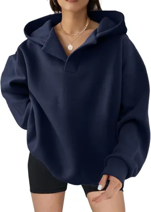 Women Casual Oversized Long Sleeve Fleece Sweatshirt Hoodies with Pockets, S-XXL