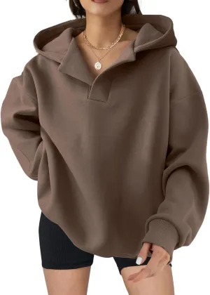 Women Casual Oversized Long Sleeve Fleece Sweatshirt Hoodies with Pockets, S-XXL