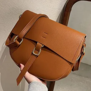 Women Handbags Shoulder Bags, Satchel Tote Bag, Female Vintage Saddle Crossbody Bag PU Leather Casual Women Shoulder Bag Ladies Messenger Bags (Color : Auburn)