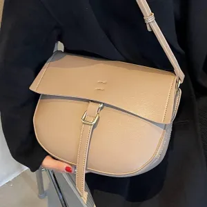 Women Handbags Shoulder Bags, Satchel Tote Bag, Female Vintage Saddle Crossbody Bag PU Leather Casual Women Shoulder Bag Ladies Messenger Bags (Color : Khaki)