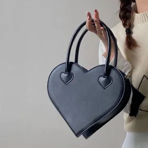 Women Handbags Shoulder Bags, Satchel Tote Bag, Women's Shoulder Bag Vintage Girls Love Heart Handbags Retro Female Black Small Tote Purse Messenger Bags