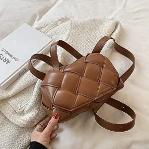 Women Handbags Shoulder Bags, Satchel Tote Bag, Woven Square Tote Bag Fashion PU Leather Women's Designer Handbag Luxury Shoulder Messenger Bags (Color : Auburn)
