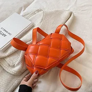 Women Handbags Shoulder Bags, Satchel Tote Bag, Woven Square Tote Bag Fashion PU Leather Women's Designer Handbag Luxury Shoulder Messenger Bags (Color : Orange)