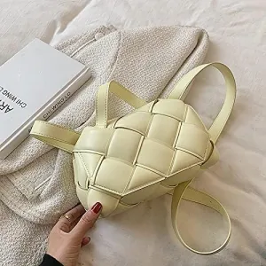 Women Handbags Shoulder Bags, Satchel Tote Bag, Woven Square Tote Bag Fashion PU Leather Women's Designer Handbag Luxury Shoulder Messenger Bags (Color : Yellow)