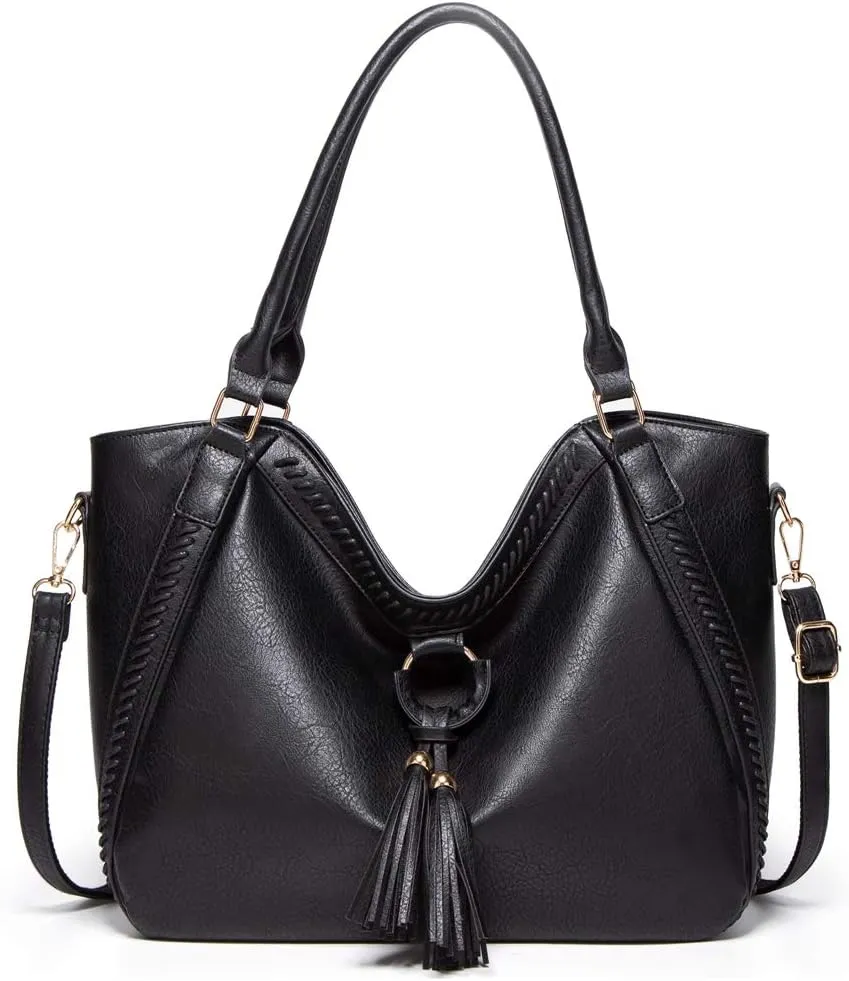 Women Shoulder Purses and Handbags PU Leather Tassel Hobo Bags Trendy Casual Tote Bags Large Capacity