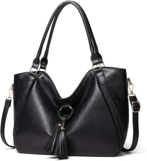 Women Shoulder Purses and Handbags PU Leather Tassel Hobo Bags Trendy Casual Tote Bags Large Capacity