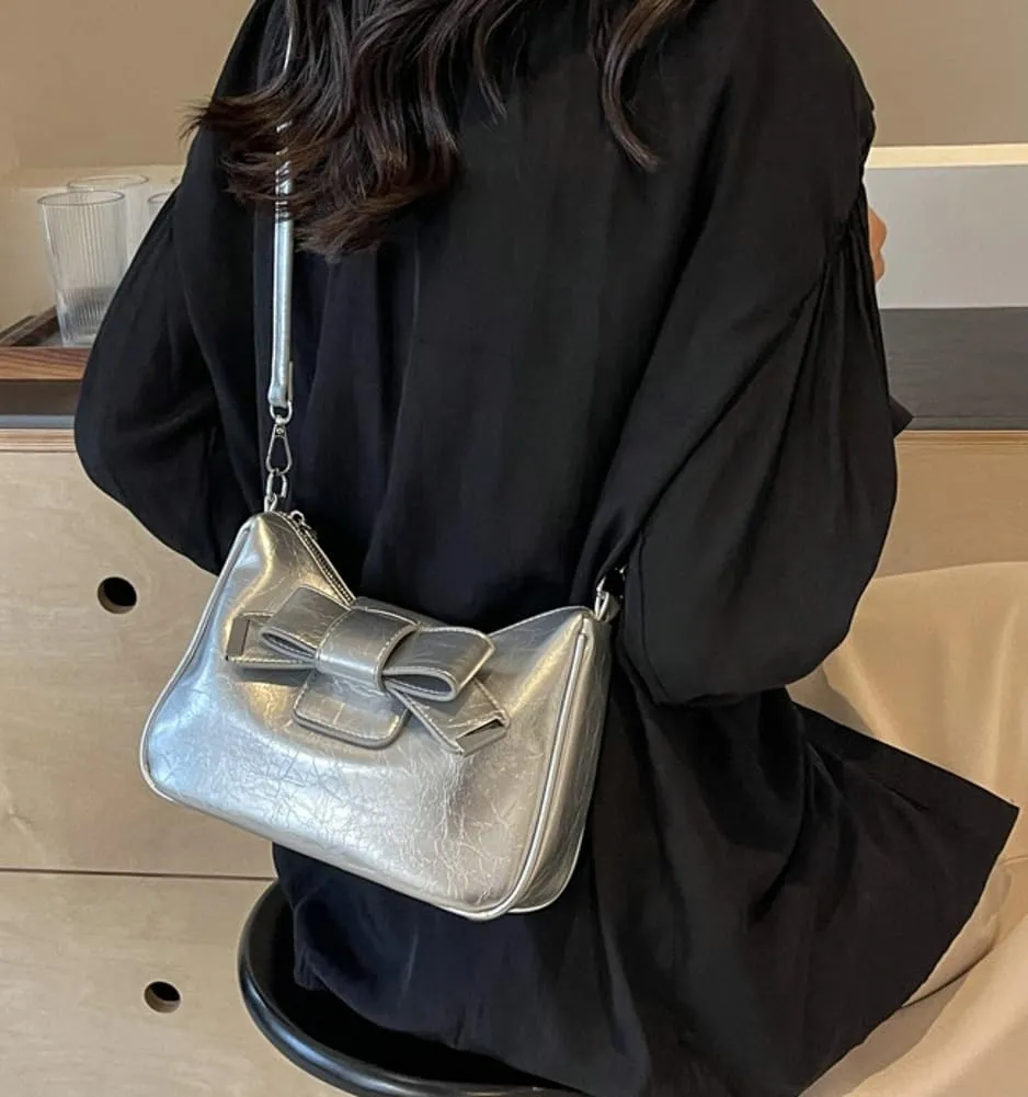 Womens Bowknot Shoulder Bag Trendy Leather Hobo Bags Tote Bag Cute Crossbody Bags Handbag Purse