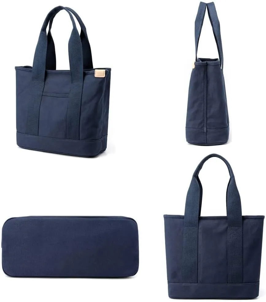 Women's Casual Black Canvas Bag Top Handle Large Capacity for Work, Travel Purposes, Convenient Shopping Bag