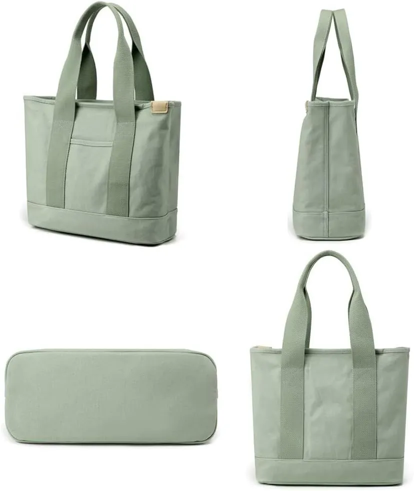 Women's Casual Black Canvas Bag Top Handle Large Capacity for Work, Travel Purposes, Convenient Shopping Bag