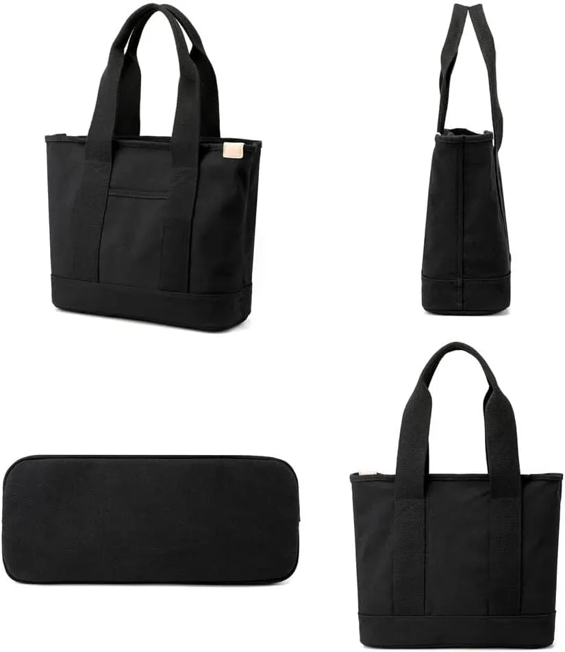 Women's Casual Black Canvas Bag Top Handle Large Capacity for Work, Travel Purposes, Convenient Shopping Bag
