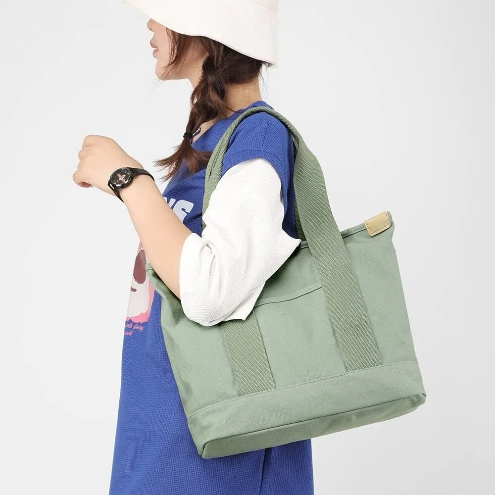 Women's Casual Black Canvas Bag Top Handle Large Capacity for Work, Travel Purposes, Convenient Shopping Bag