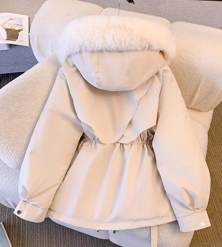 Women's Cute Solid Mid-Length Parka Winter Weatherproof Outerwear Jacket Soft Thicken Warm Snow Coat