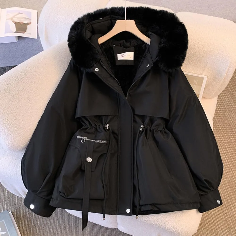 Women's Cute Solid Mid-Length Parka Winter Weatherproof Outerwear Jacket Soft Thicken Warm Snow Coat