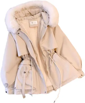 Women's Cute Solid Mid-Length Parka Winter Weatherproof Outerwear Jacket Soft Thicken Warm Snow Coat