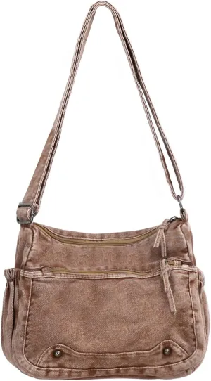 Women's Denim Tote Bag Casual Hobo Purse Vintage Shoulder Bag Adjustable Crossbody Purse Lightweight Spacious Tote