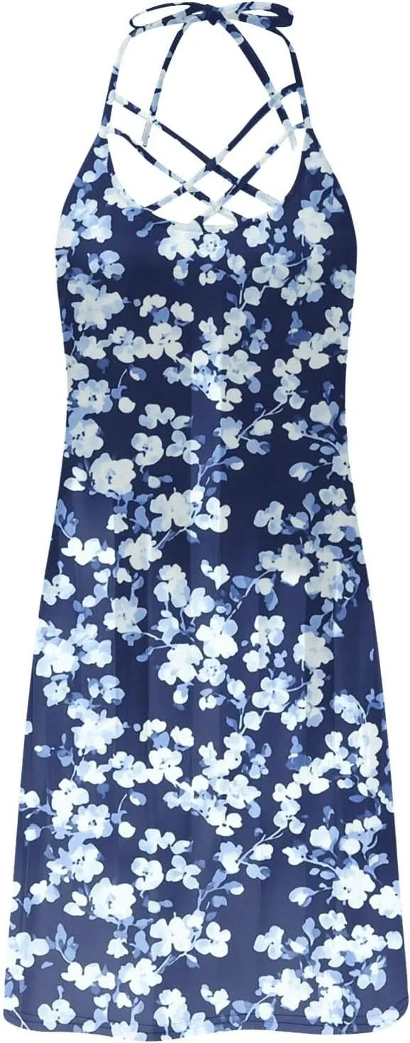 Womens Galaxy Print Sleeveless Sundress Strappy A Line Casual Dresses for Summer Night Out or Party Beach Style