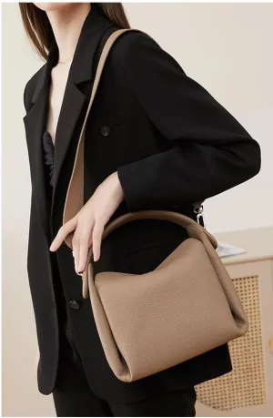 Women's Leather Versatile Soft Box Pillow Bag Handbag Hand Carry Shoulder Crossbody Armpit Bag Hobo Casual Stylish Chic