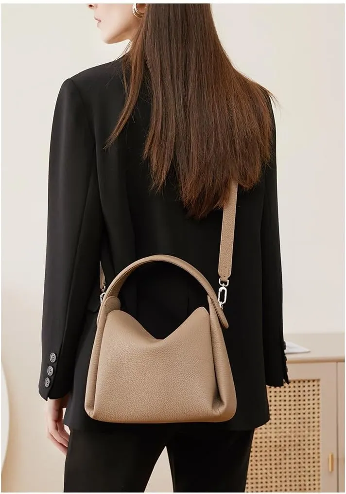 Women's Leather Versatile Soft Box Pillow Bag Handbag Hand Carry Shoulder Crossbody Armpit Bag Hobo Casual Stylish Chic