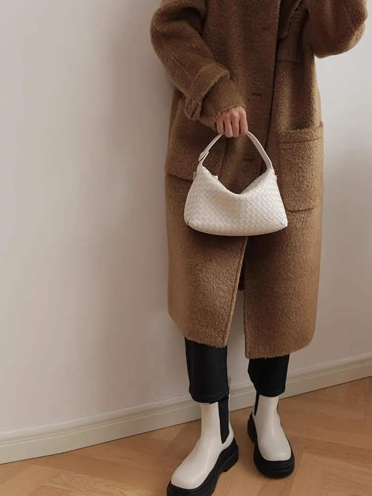 Women's Minority Cowhide Diamond Pattern Handbag Shoulder Crossbody Underarm Bag Pillow Dumpling Bag Versatile Clutch Chic