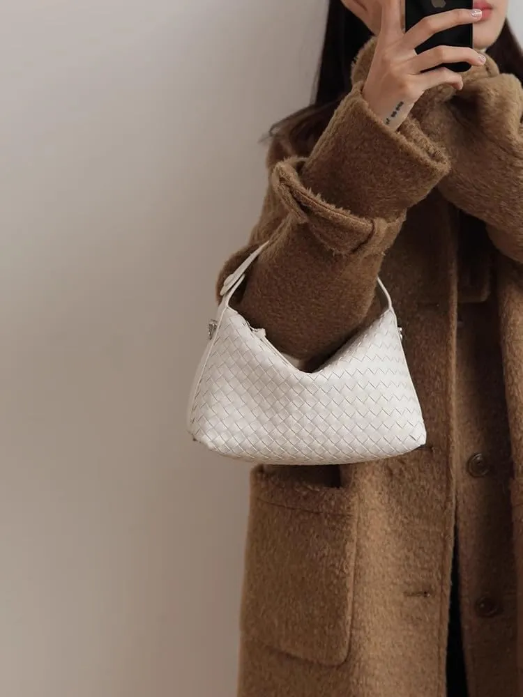 Women's Minority Cowhide Diamond Pattern Handbag Shoulder Crossbody Underarm Bag Pillow Dumpling Bag Versatile Clutch Chic
