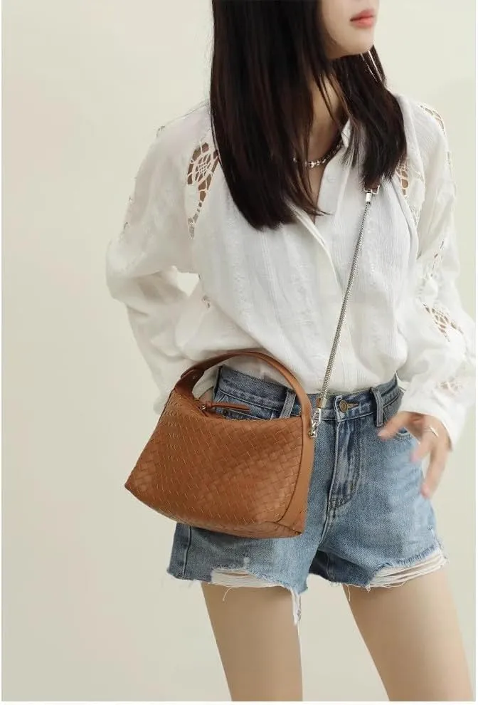 Women's Minority Cowhide Diamond Pattern Handbag Shoulder Crossbody Underarm Bag Pillow Dumpling Bag Versatile Clutch Chic