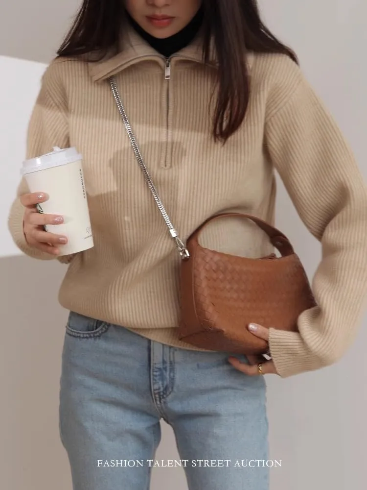 Women's Minority Cowhide Diamond Pattern Handbag Shoulder Crossbody Underarm Bag Pillow Dumpling Bag Versatile Clutch Chic