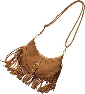 Womens Shoulder Bag Retro Crossbody Purse with Fringe Tassels and Adjustable Strap Spacious PU Leather Satchel Purse