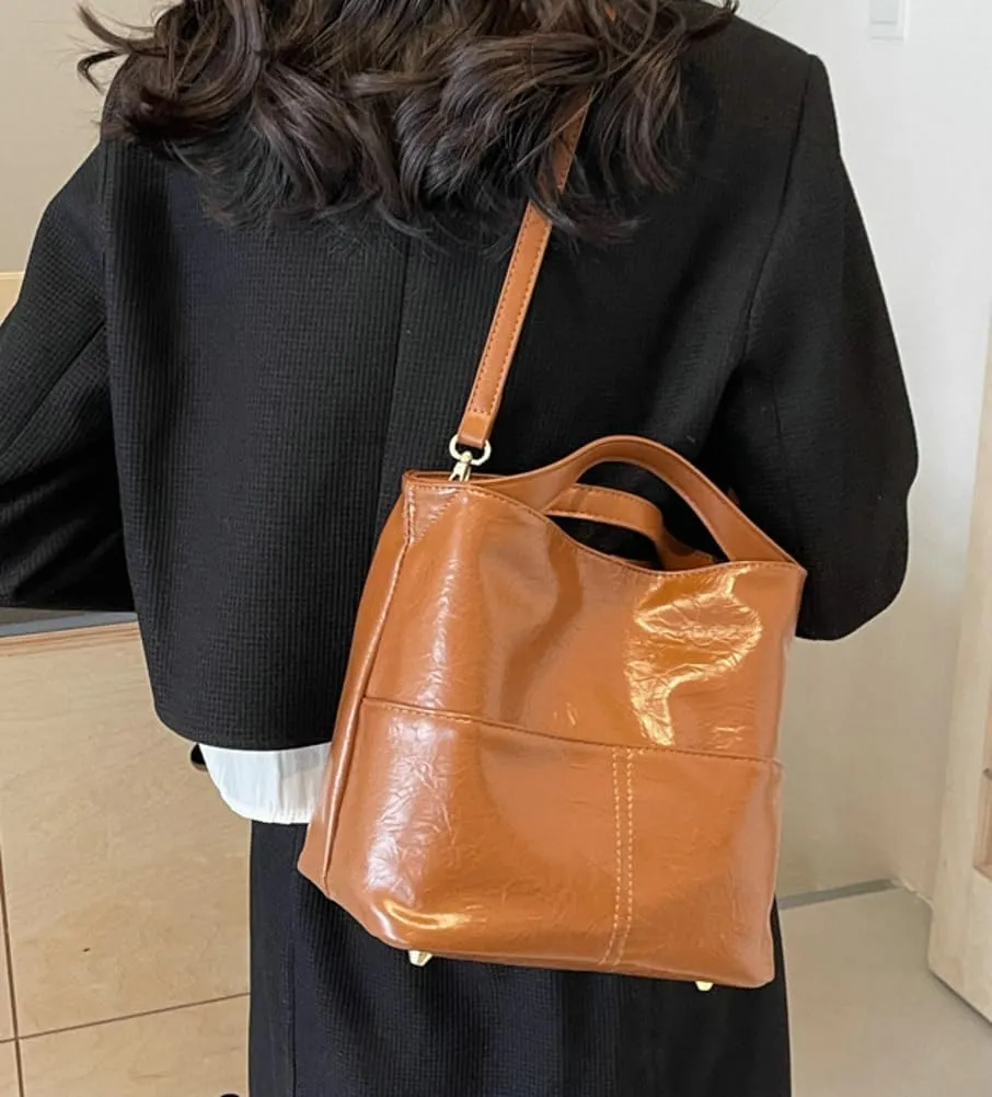 Women's Shoulder Bags Trendy PU Leather Hobo Bag Tote Handbag Casual Crossbody Bags Purse Multi-pocket