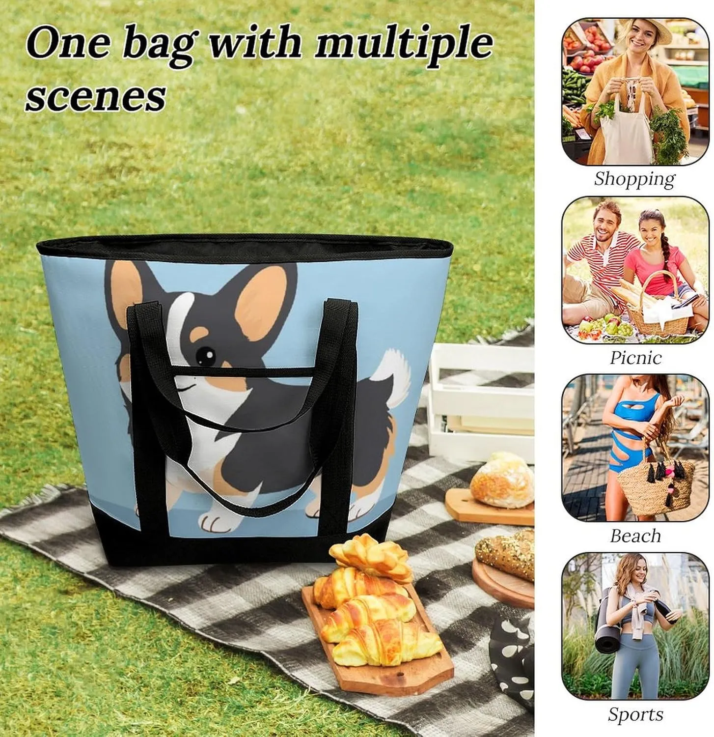 Women's Spacious Thermal Shoulder Bag Stylish Insulated Shopping Tote
