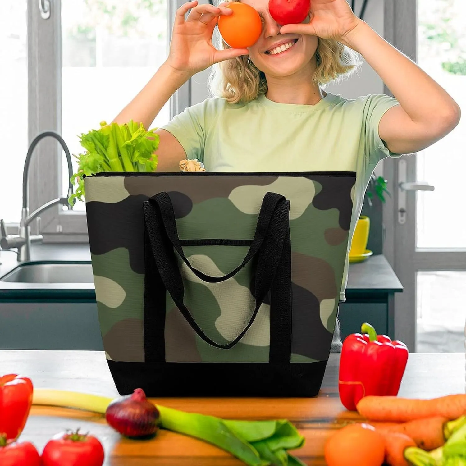 Women's Spacious Thermal Shoulder Bag Stylish Insulated Shopping Tote