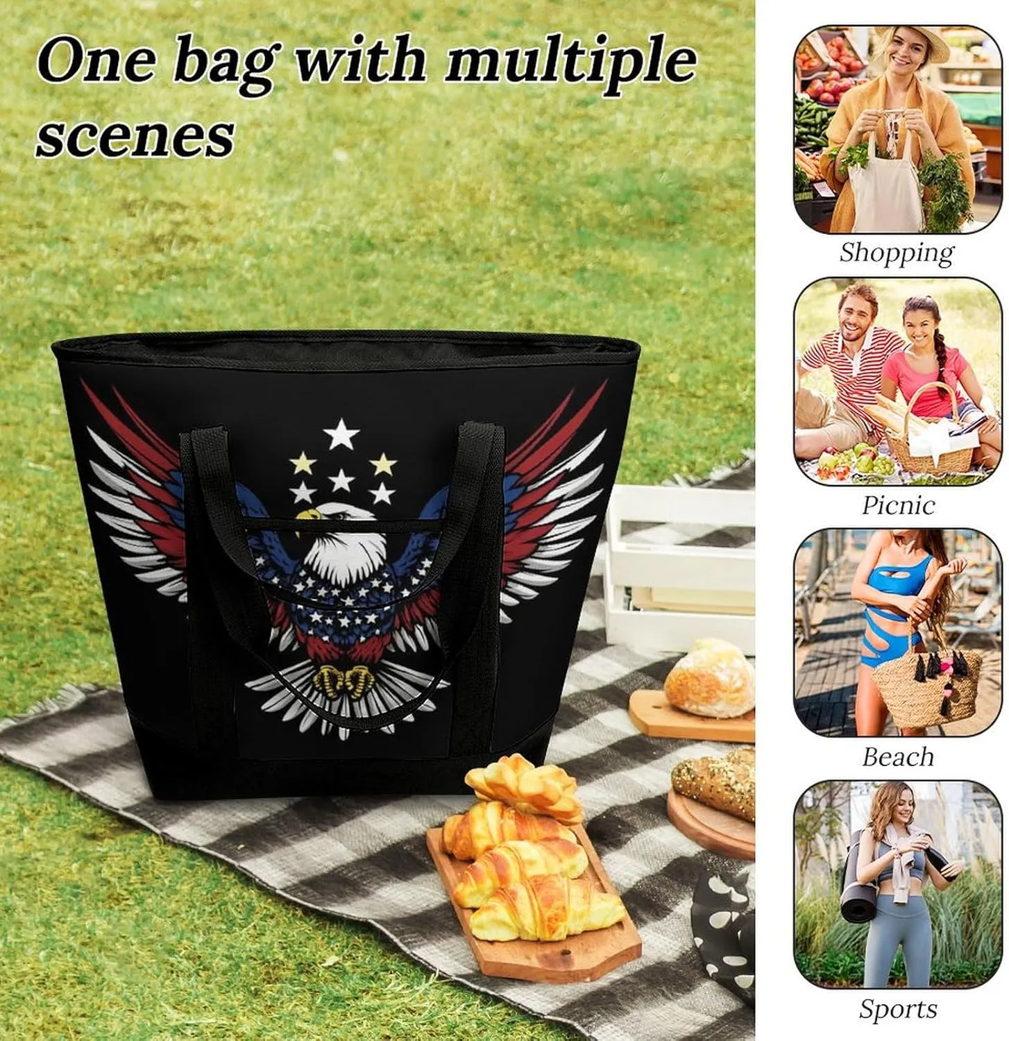 Women's Spacious Thermal Shoulder Bag Stylish Insulated Shopping Tote