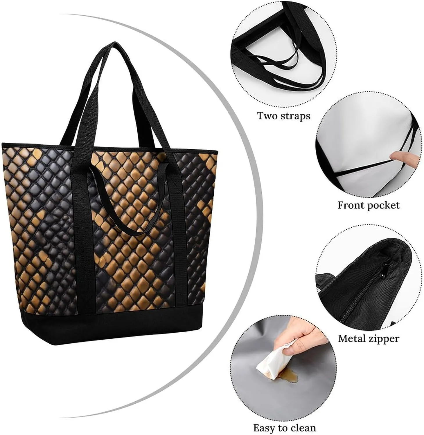 Women's Spacious Thermal Shoulder Bag Stylish Insulated Shopping Tote