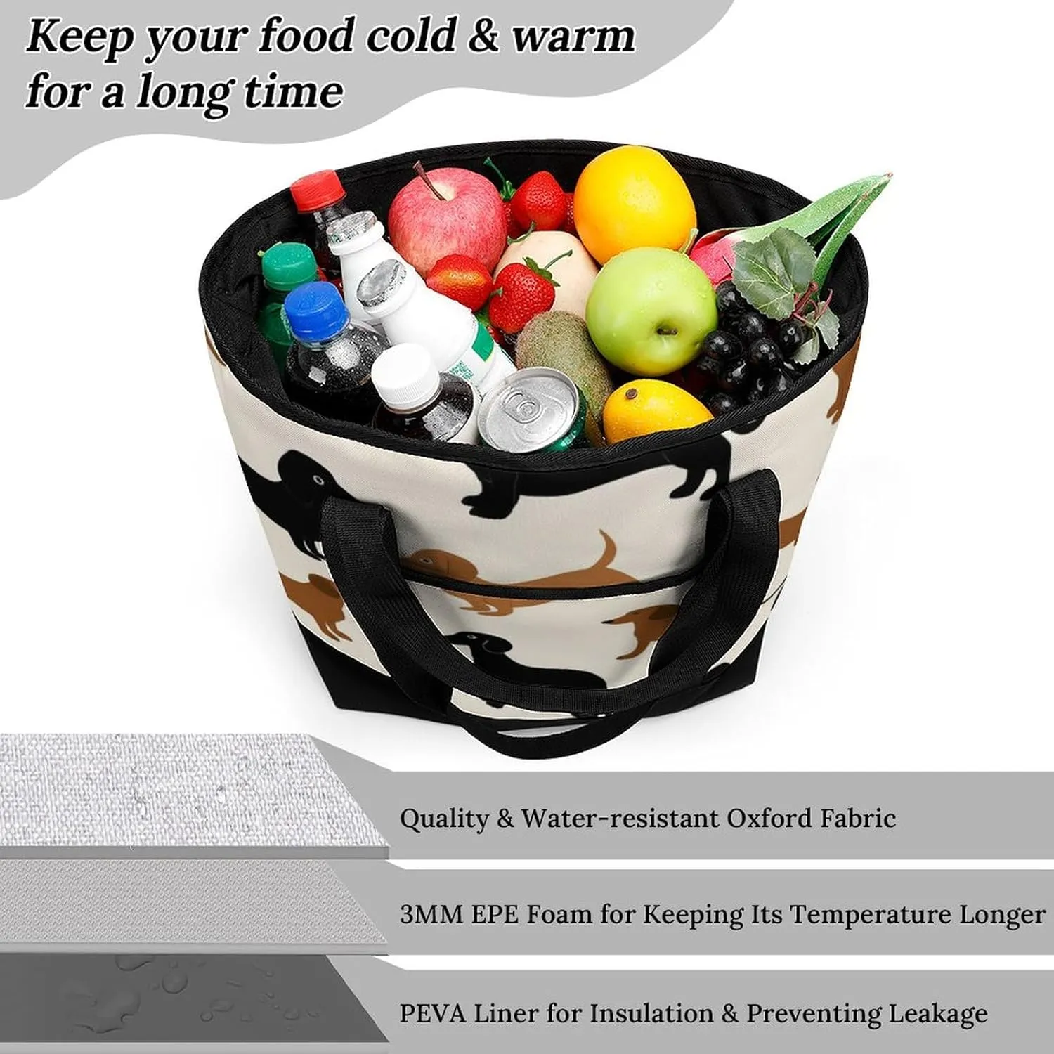 Women's Spacious Thermal Shoulder Bag Stylish Insulated Shopping Tote