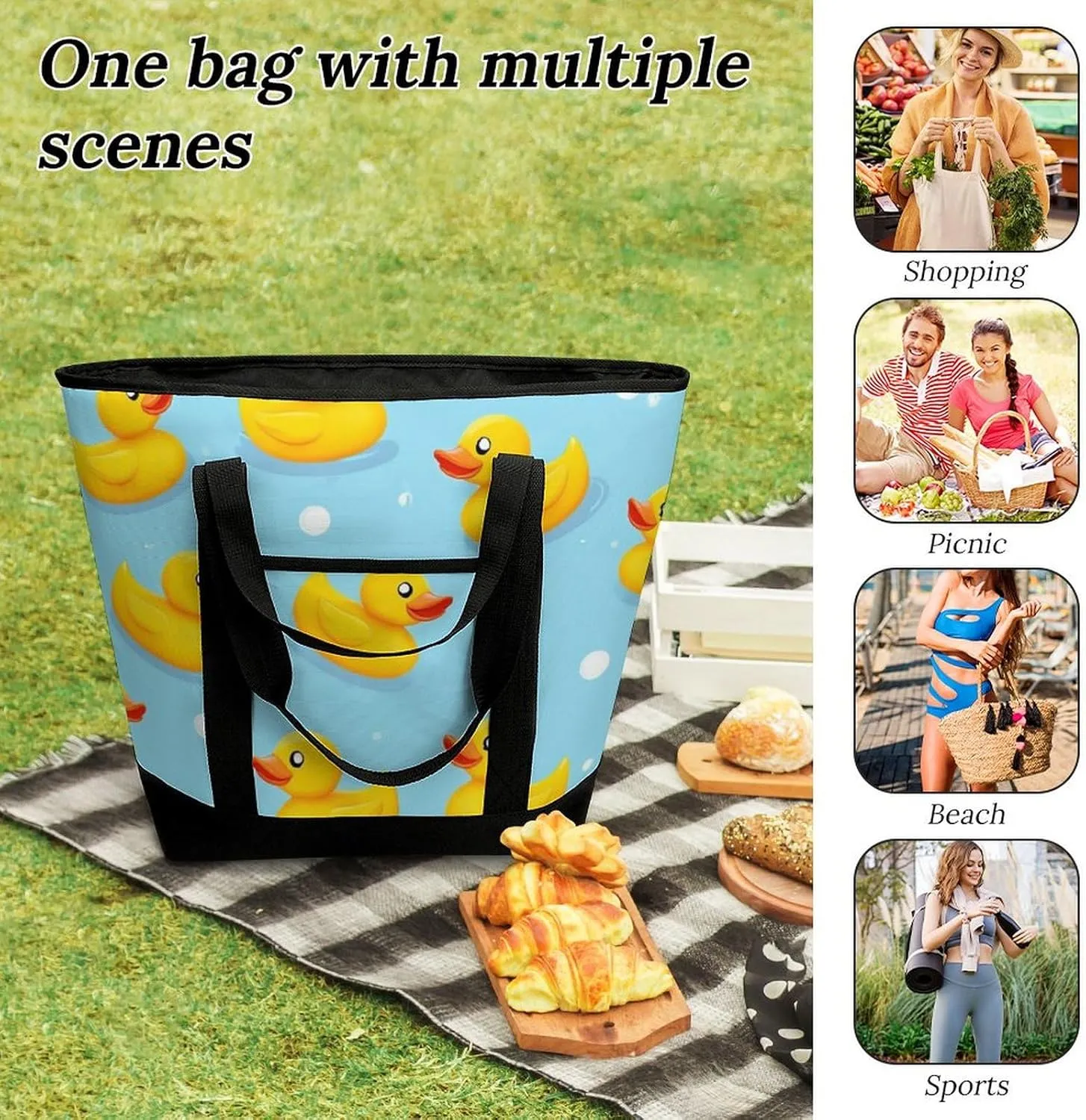 Women's Spacious Thermal Shoulder Bag Stylish Insulated Shopping Tote