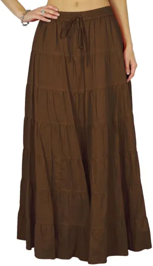Women's Summer Cotton Skirt Ethnic Design Drawstring Waist