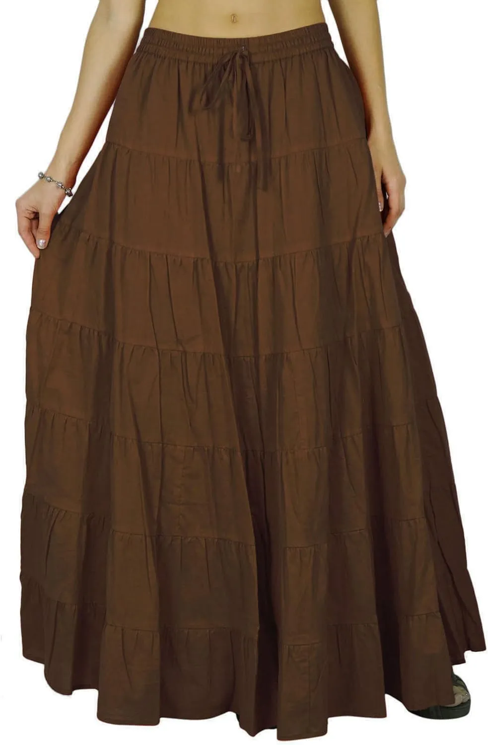 Women's Summer Cotton Skirt Ethnic Design Drawstring Waist
